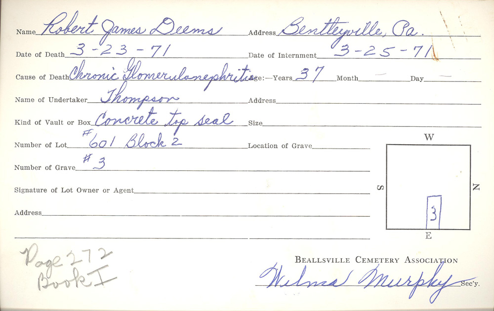 burial card